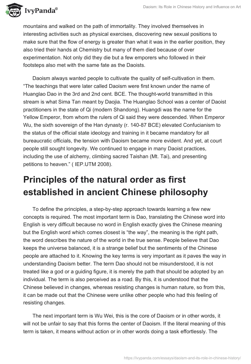 Daoism: Its Role in Chinese History and Influence on Art. Page 2