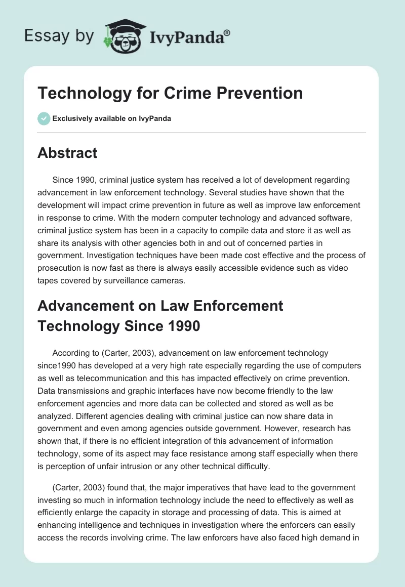 Technology for Crime Prevention. Page 1