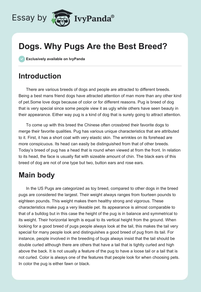 Dogs. Why Pugs Are the Best Breed?. Page 1