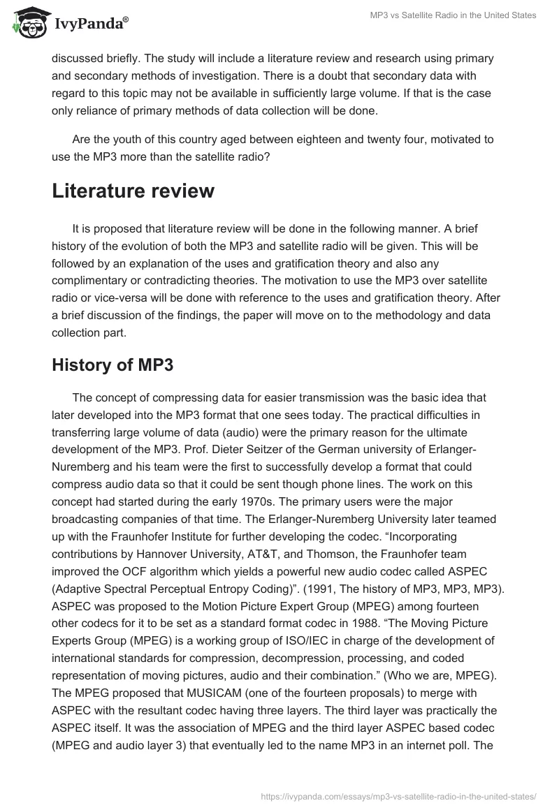 MP3 vs Satellite Radio in the United States. Page 2