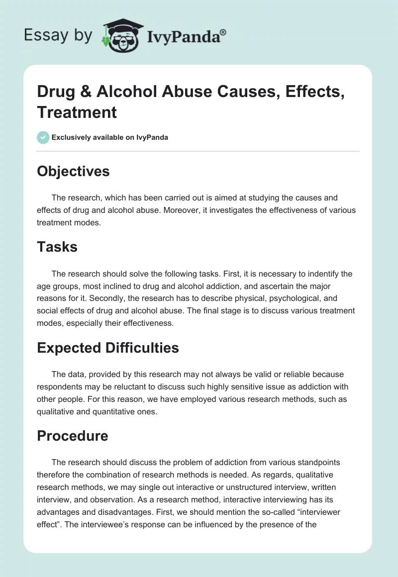 Drug & Alcohol Abuse Causes, Effects, Treatment. Page 1