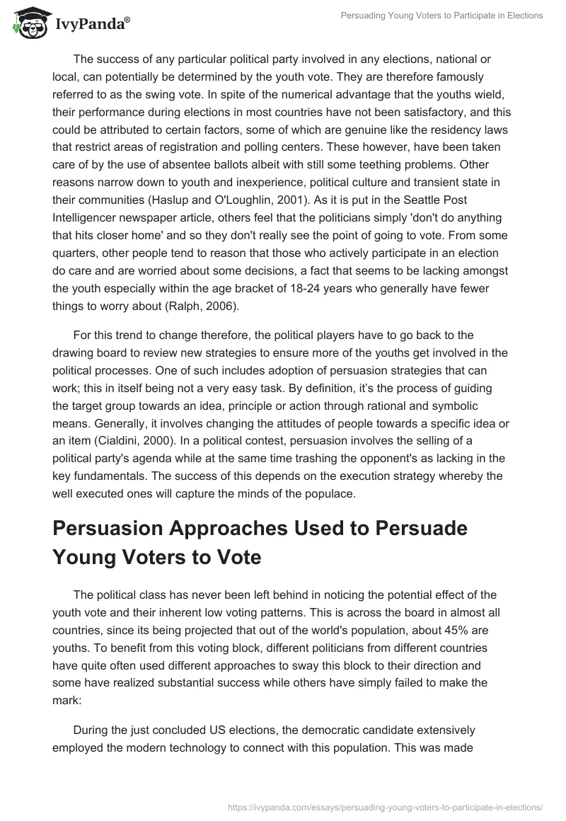 Persuading Young Voters to Participate in Elections. Page 4