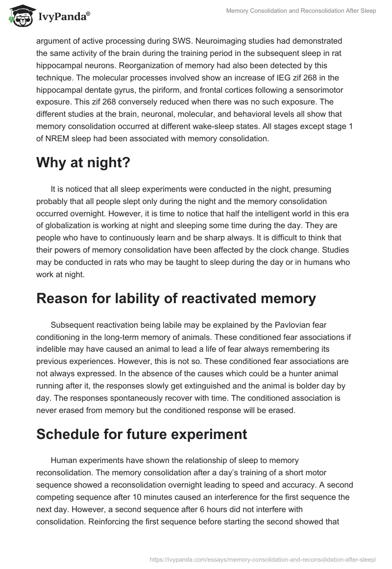 Memory Consolidation and Reconsolidation After Sleep. Page 3