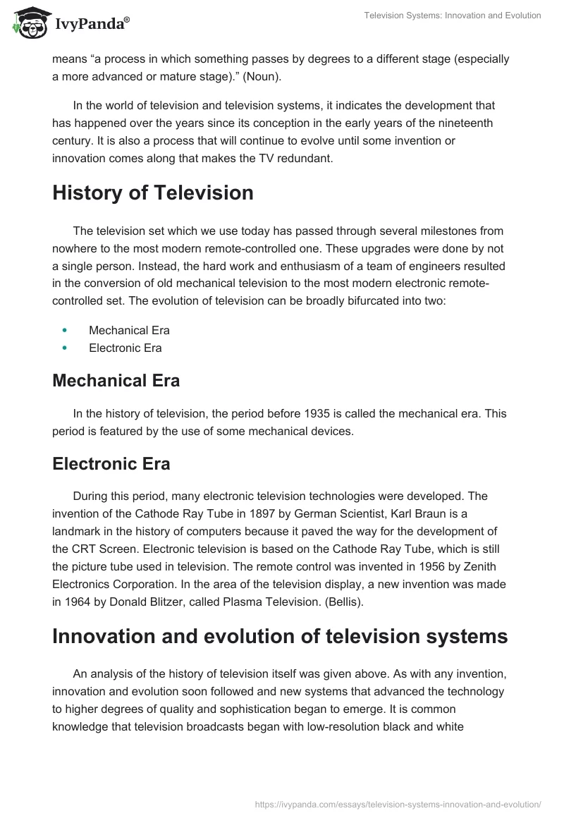 Television Systems: Innovation and Evolution. Page 2
