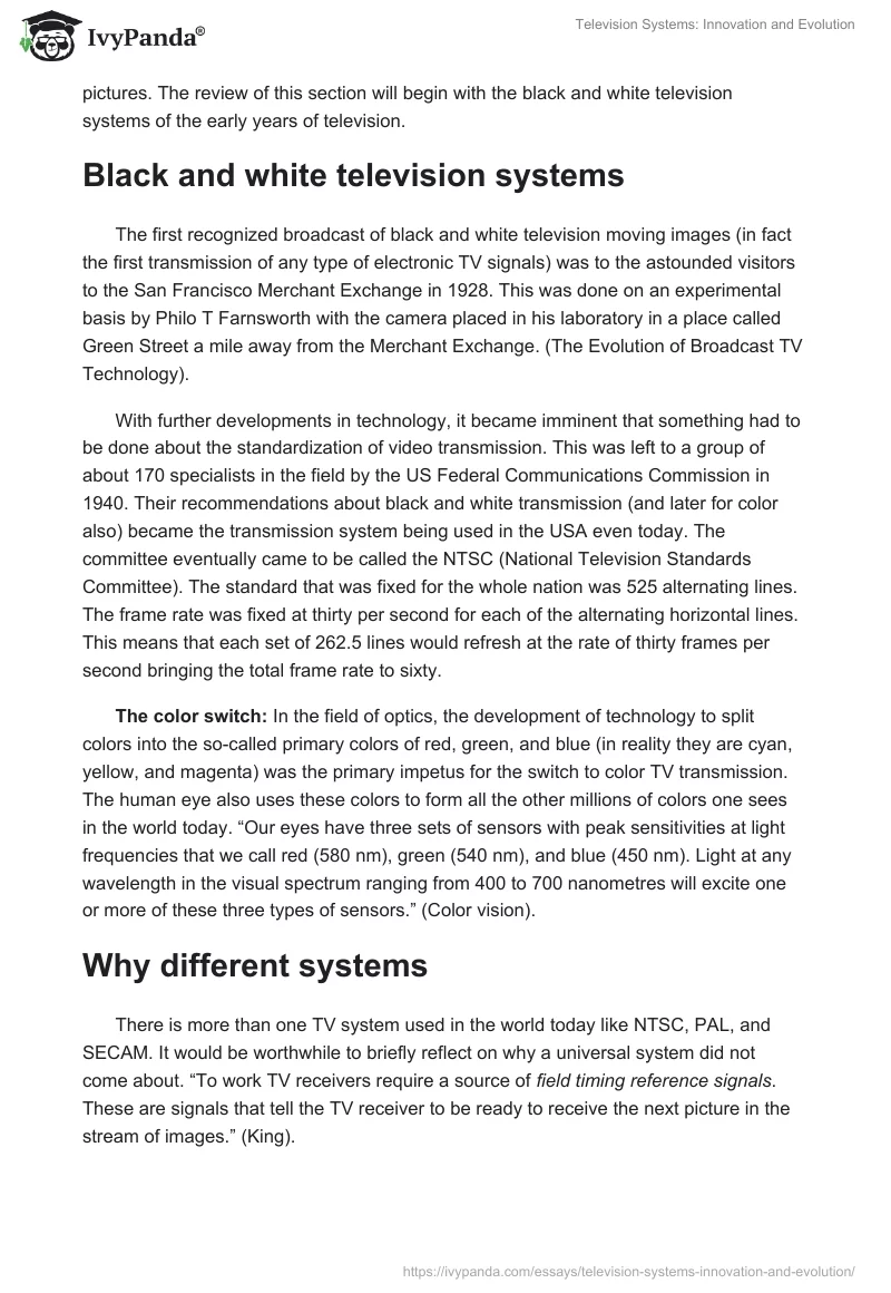 Television Systems: Innovation and Evolution. Page 3