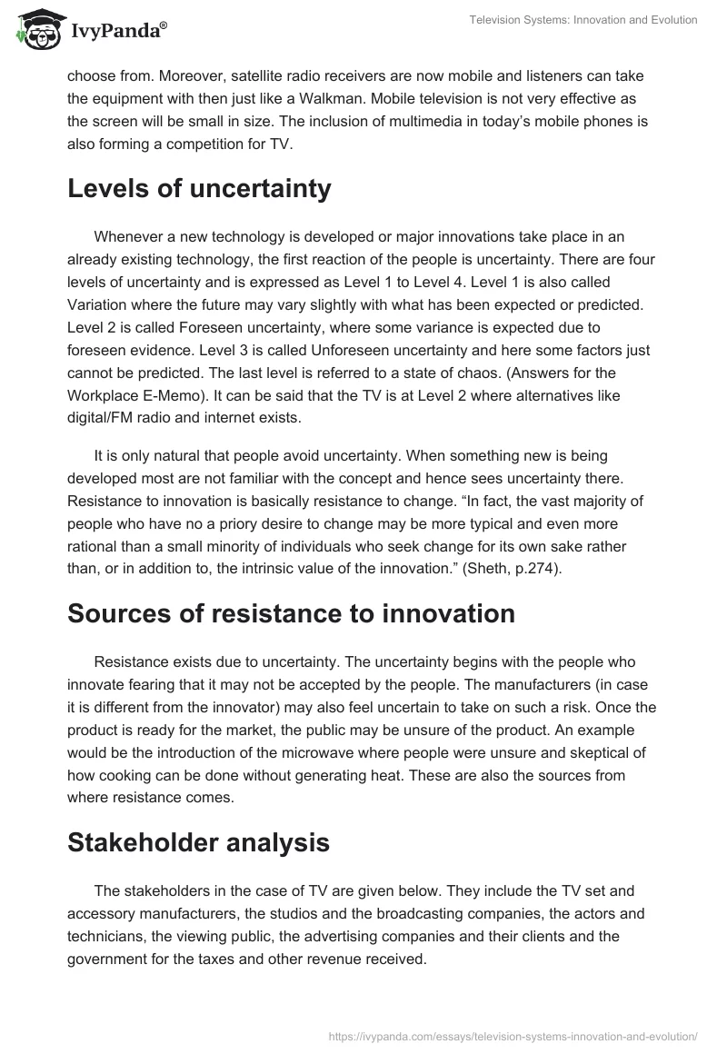 Television Systems: Innovation and Evolution. Page 5