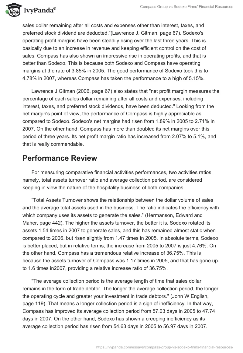 Compass Group vs Sodexo Firms' Financial Resources. Page 4