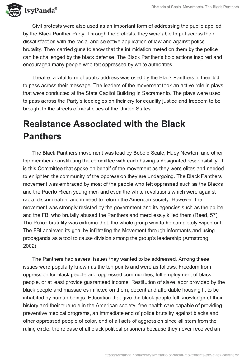 Rhetoric of Social Movements. The Black Panthers. Page 2