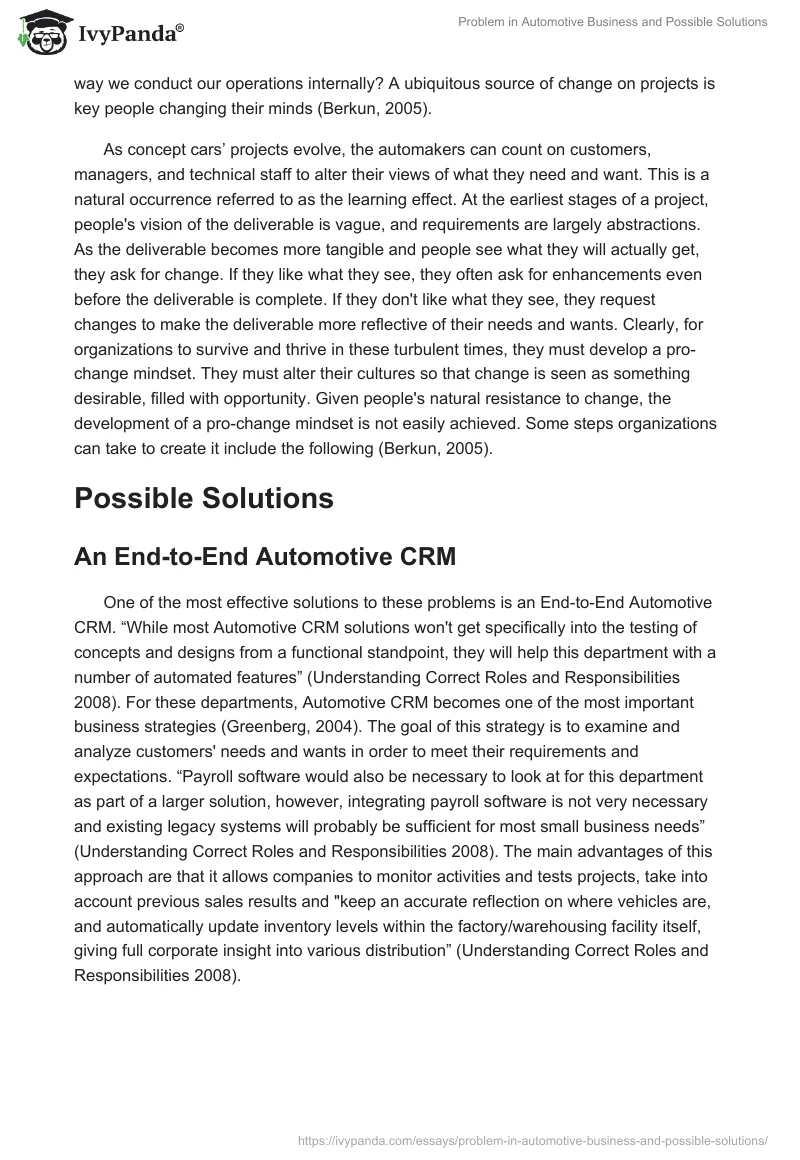 Problem in Automotive Business and Possible Solutions. Page 2