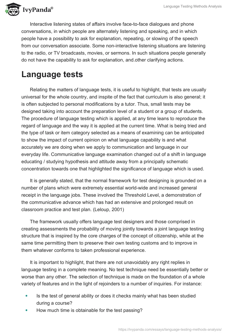 Language Testing Methods Analysis. Page 5
