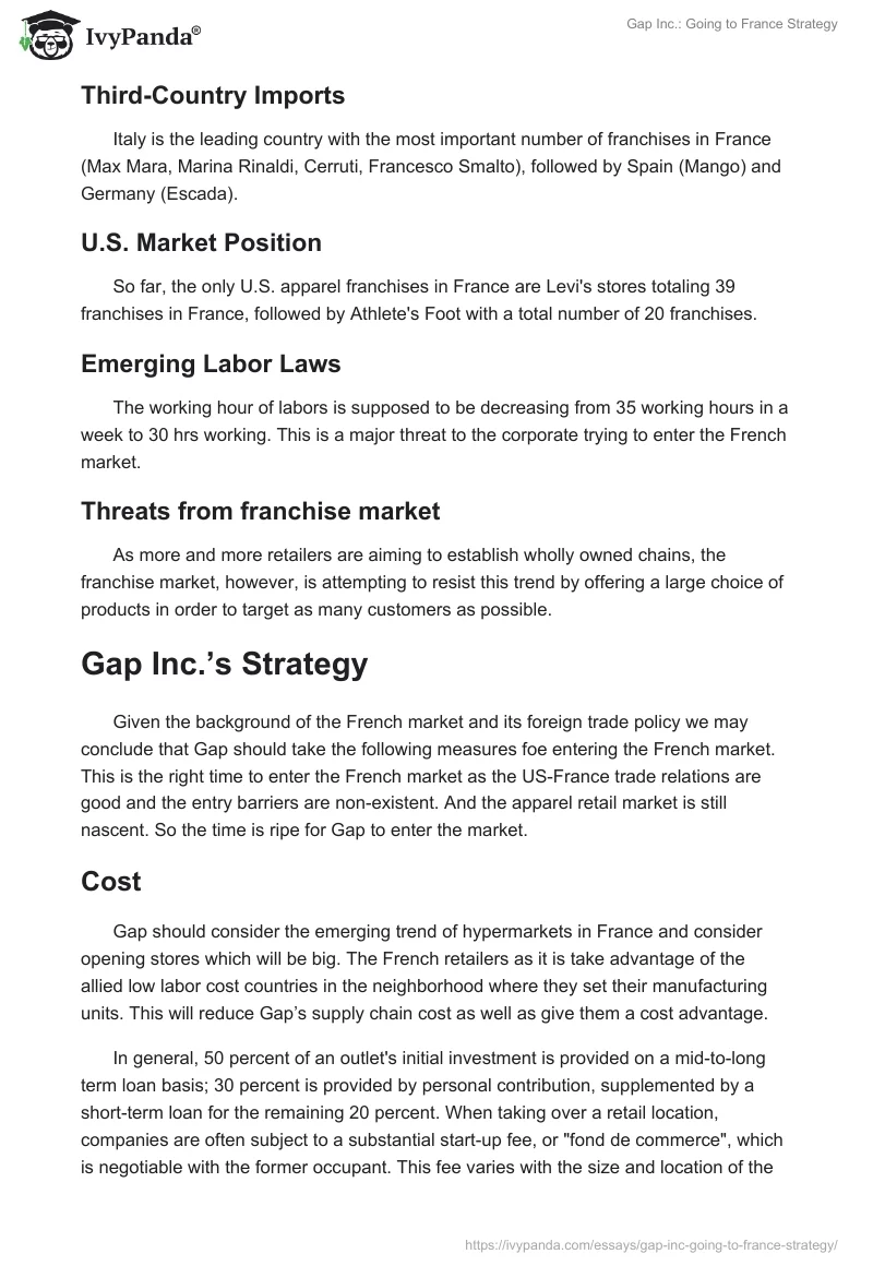 Gap Inc.: Going to France Strategy. Page 4