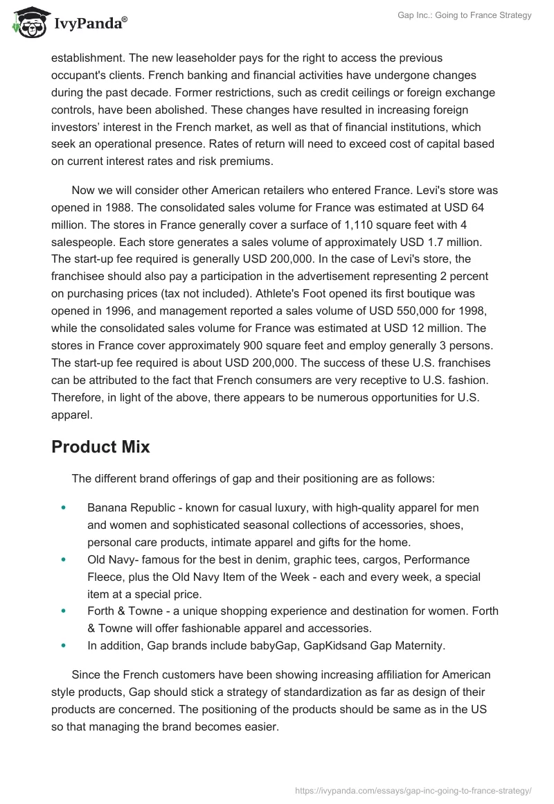 Gap Inc.: Going to France Strategy. Page 5