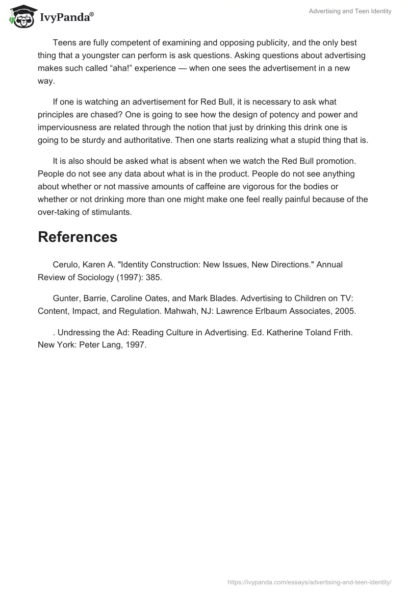 Advertising and Teen Identity. Page 2