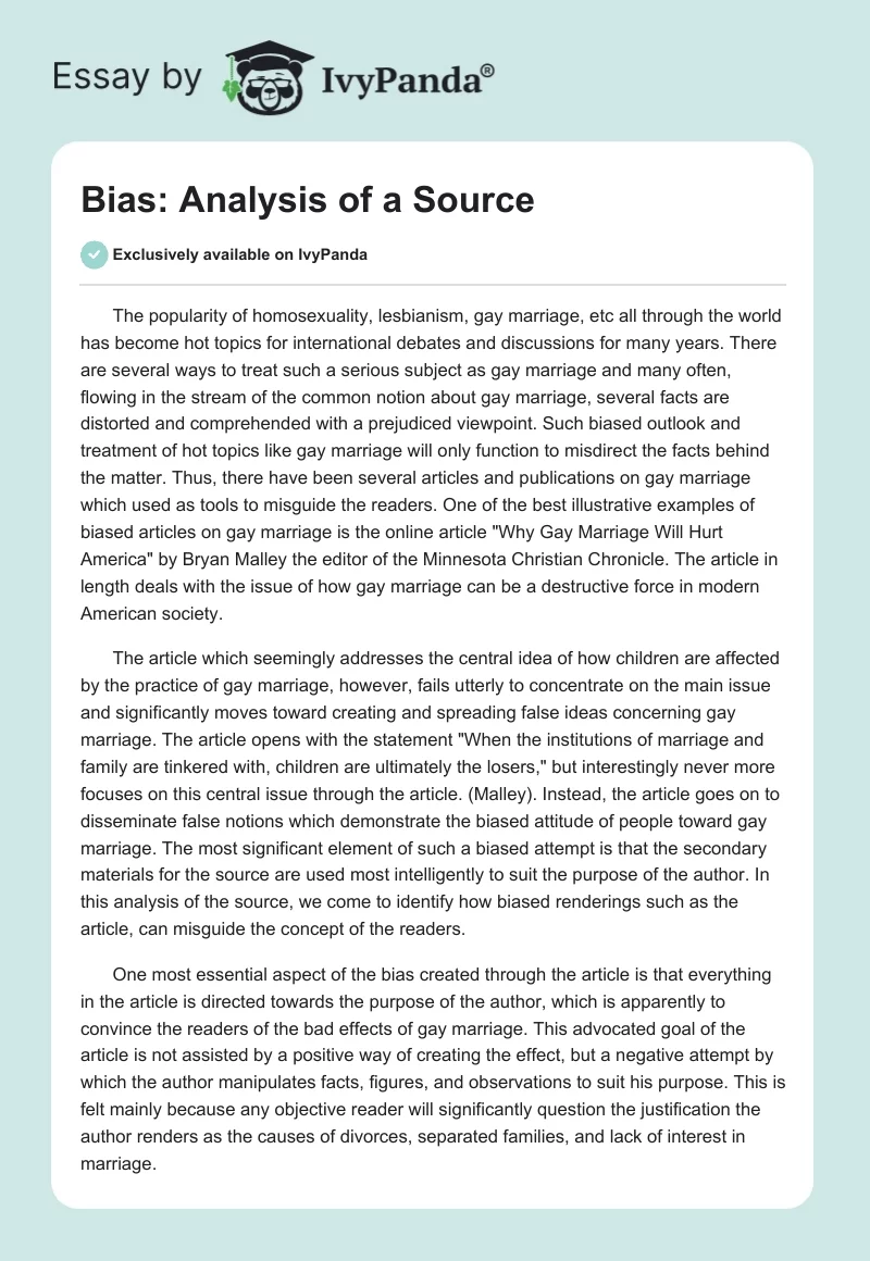 Bias: Analysis of a Source. Page 1
