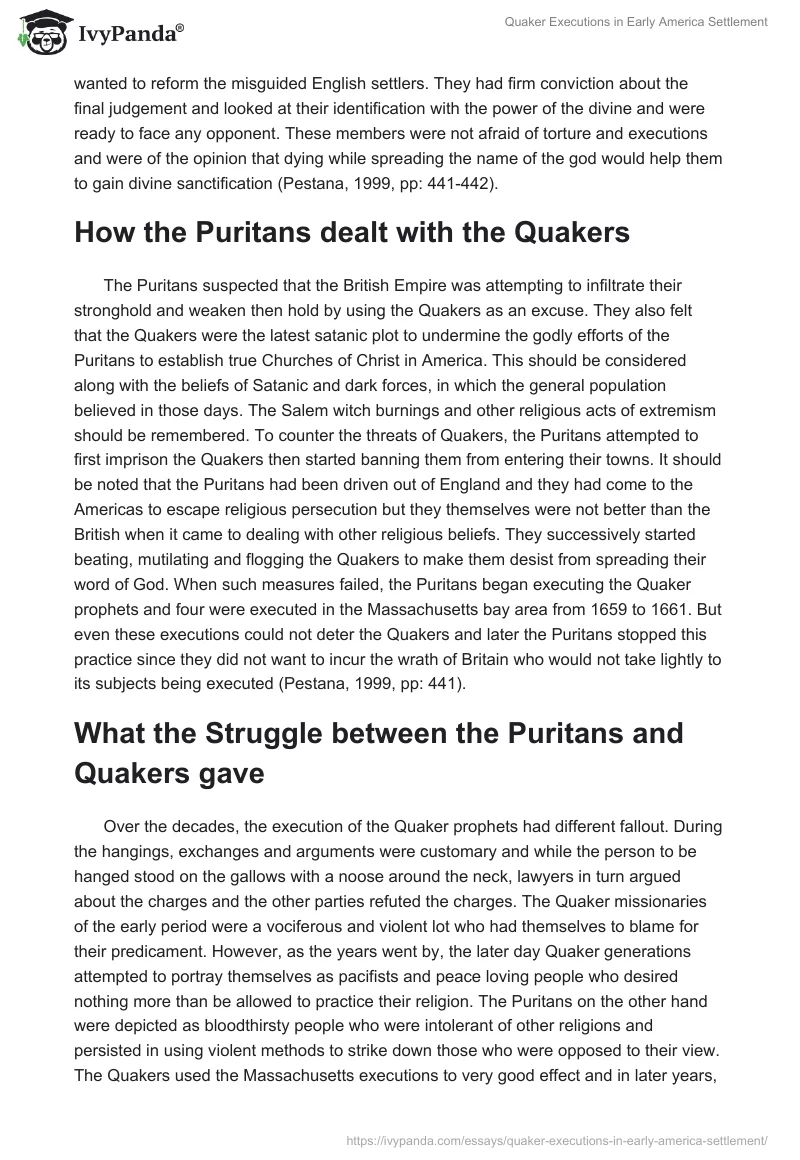 Quaker Executions in Early America Settlement. Page 2