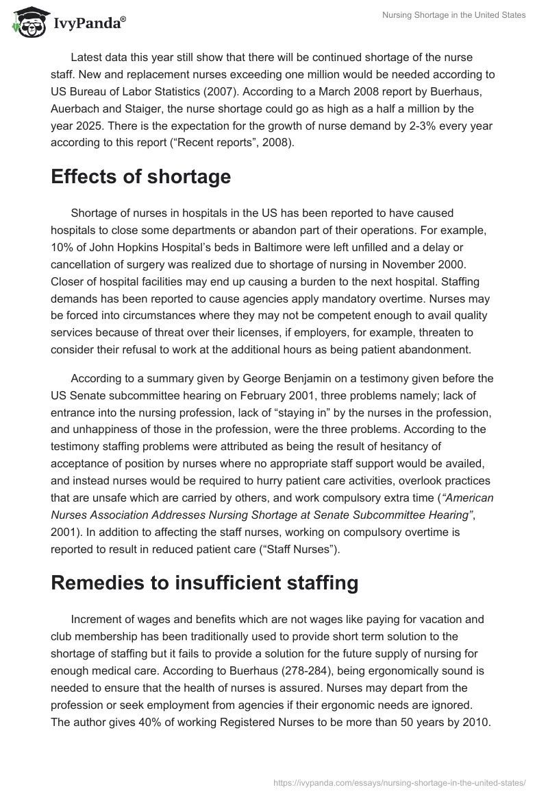 Nursing Shortage in the United States. Page 2