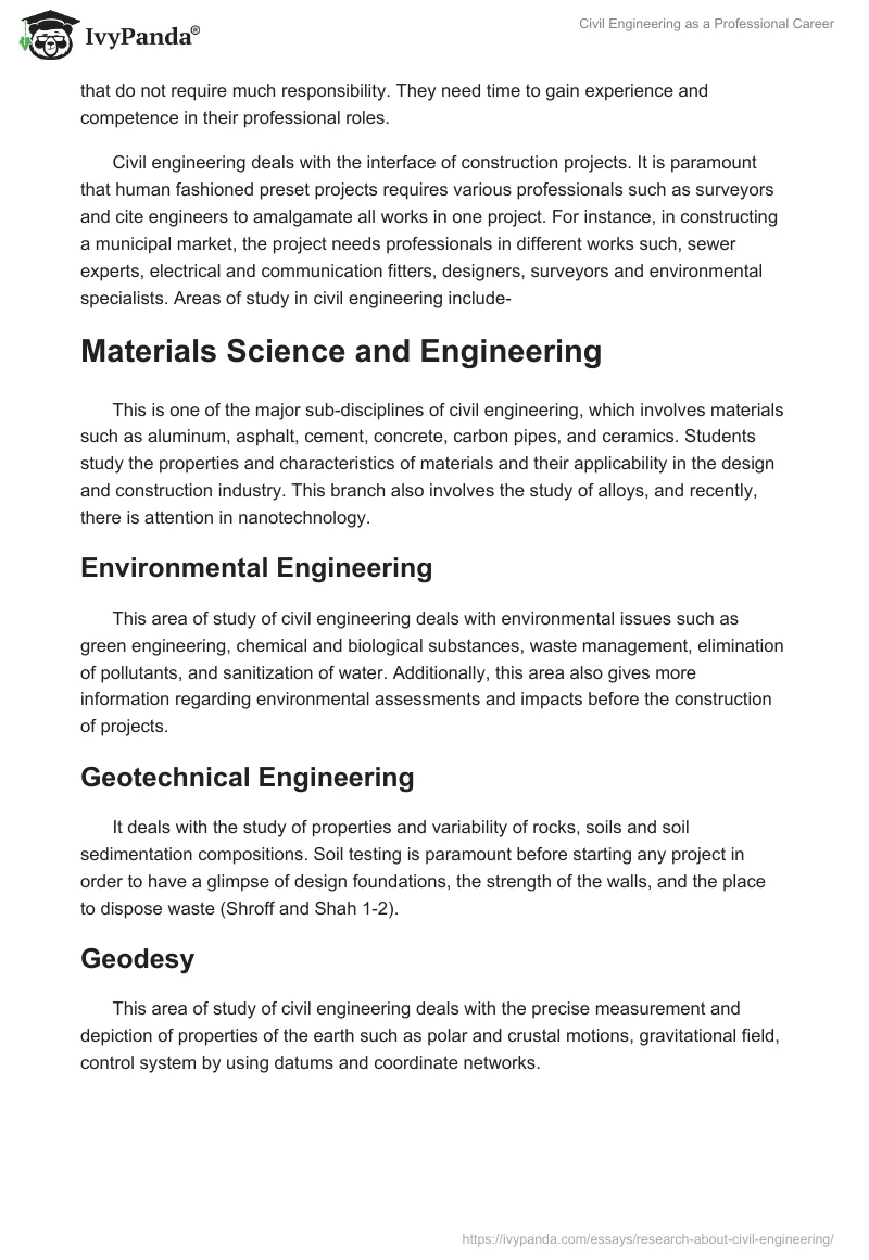 Civil Engineering as a Professional Career. Page 3