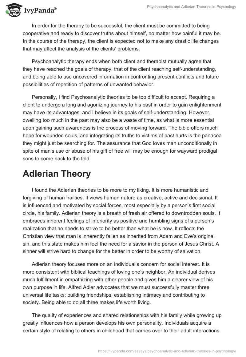 Psychoanalytic and Adlerian Theories in Psychology. Page 3