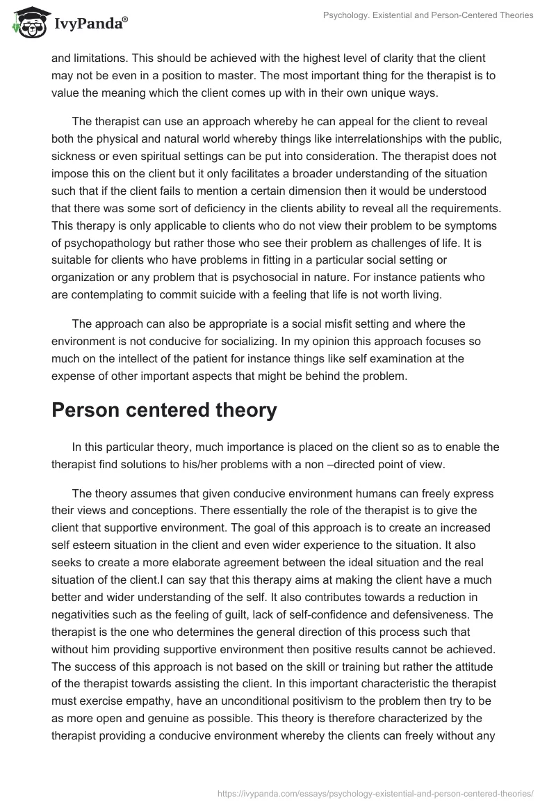 Psychology. Existential and Person-Centered Theories. Page 2