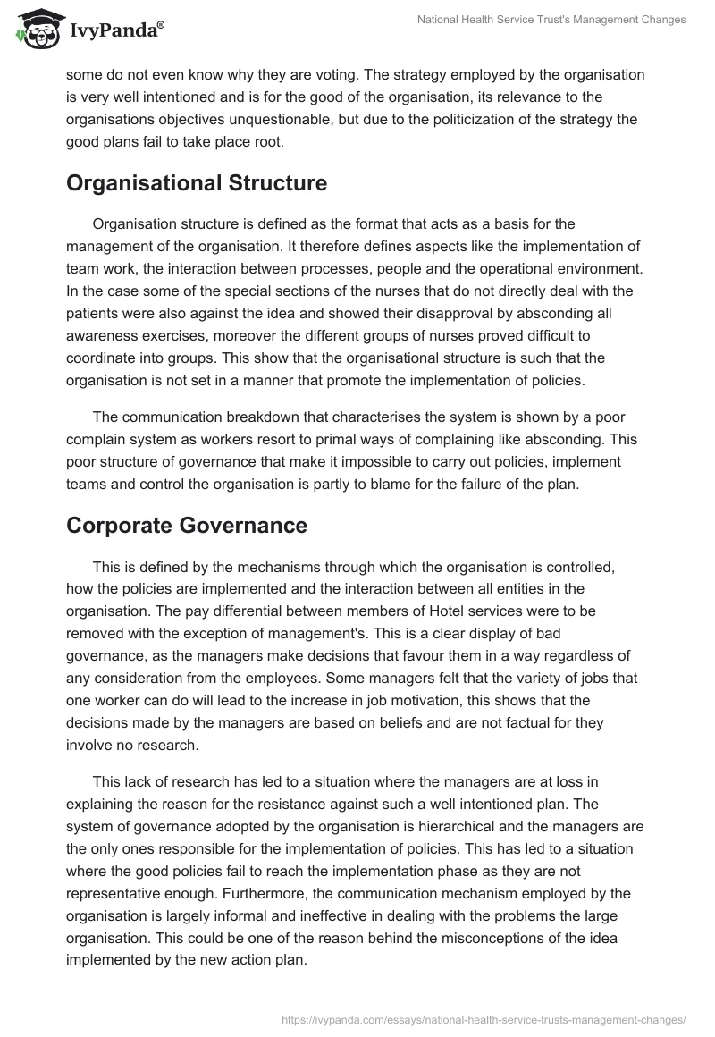 National Health Service Trust's Management Changes. Page 3