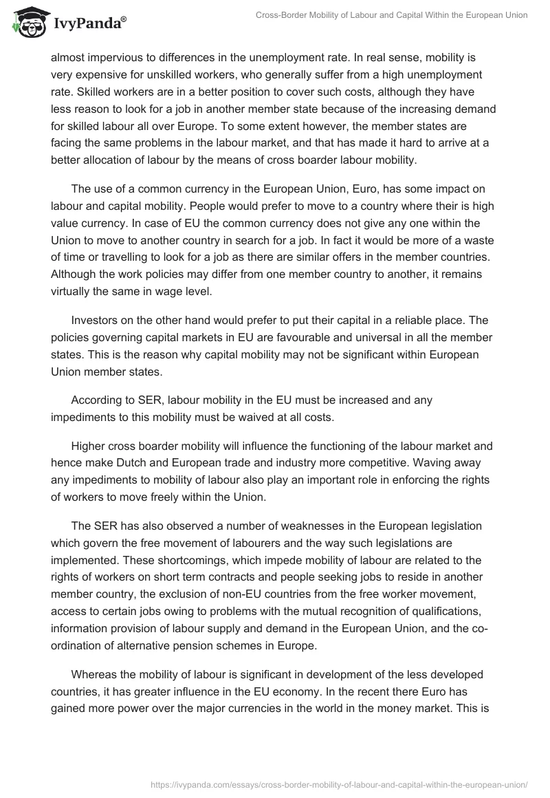 Cross-Border Mobility of Labour and Capital Within the European Union. Page 3