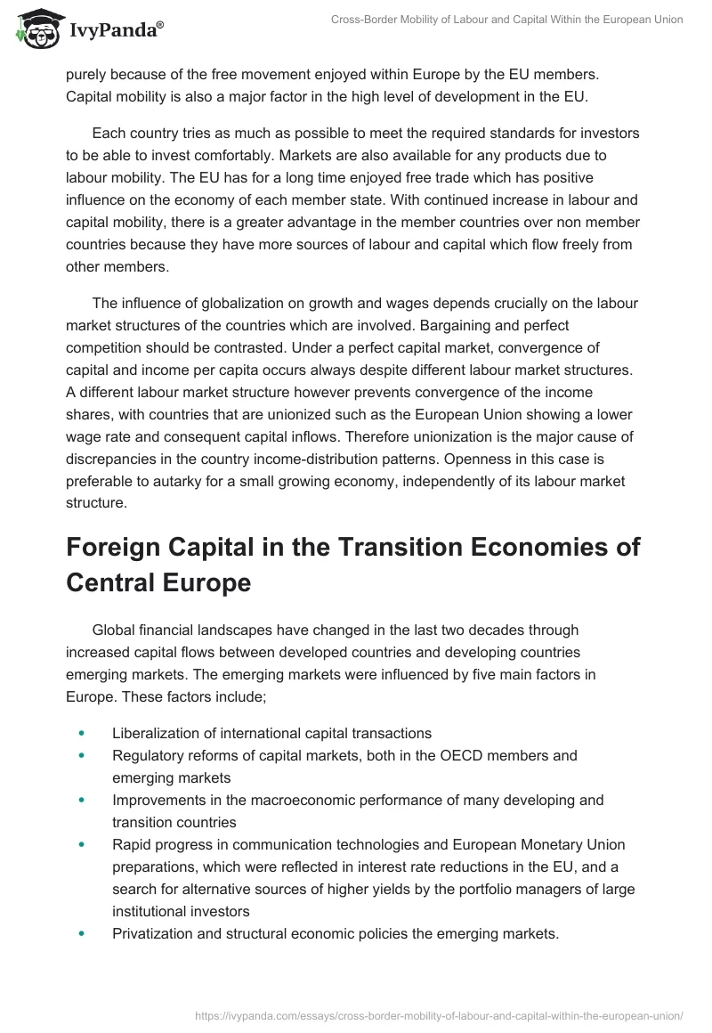 Cross-Border Mobility of Labour and Capital Within the European Union. Page 4