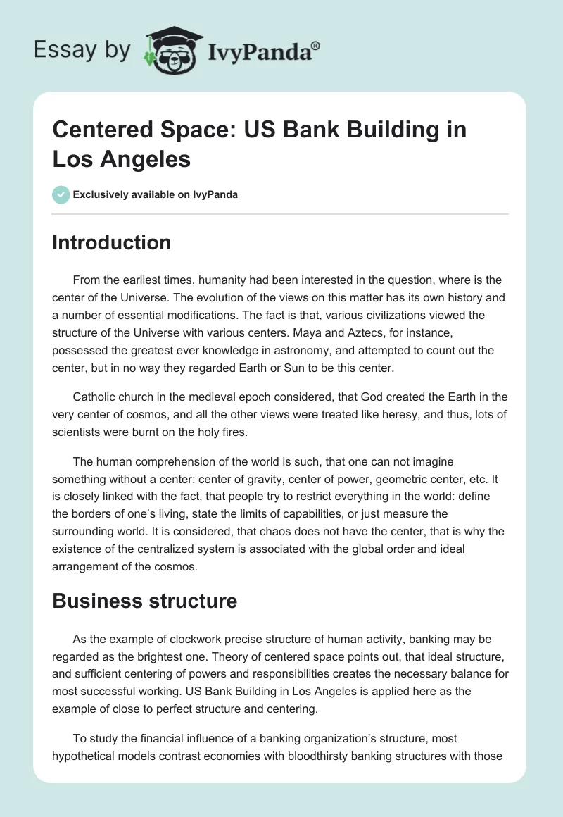 Centered Space: US Bank Building in Los Angeles. Page 1