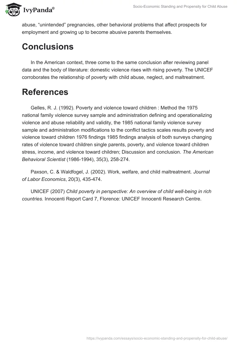 Socio-Economic Standing and Propensity for Child Abuse. Page 3
