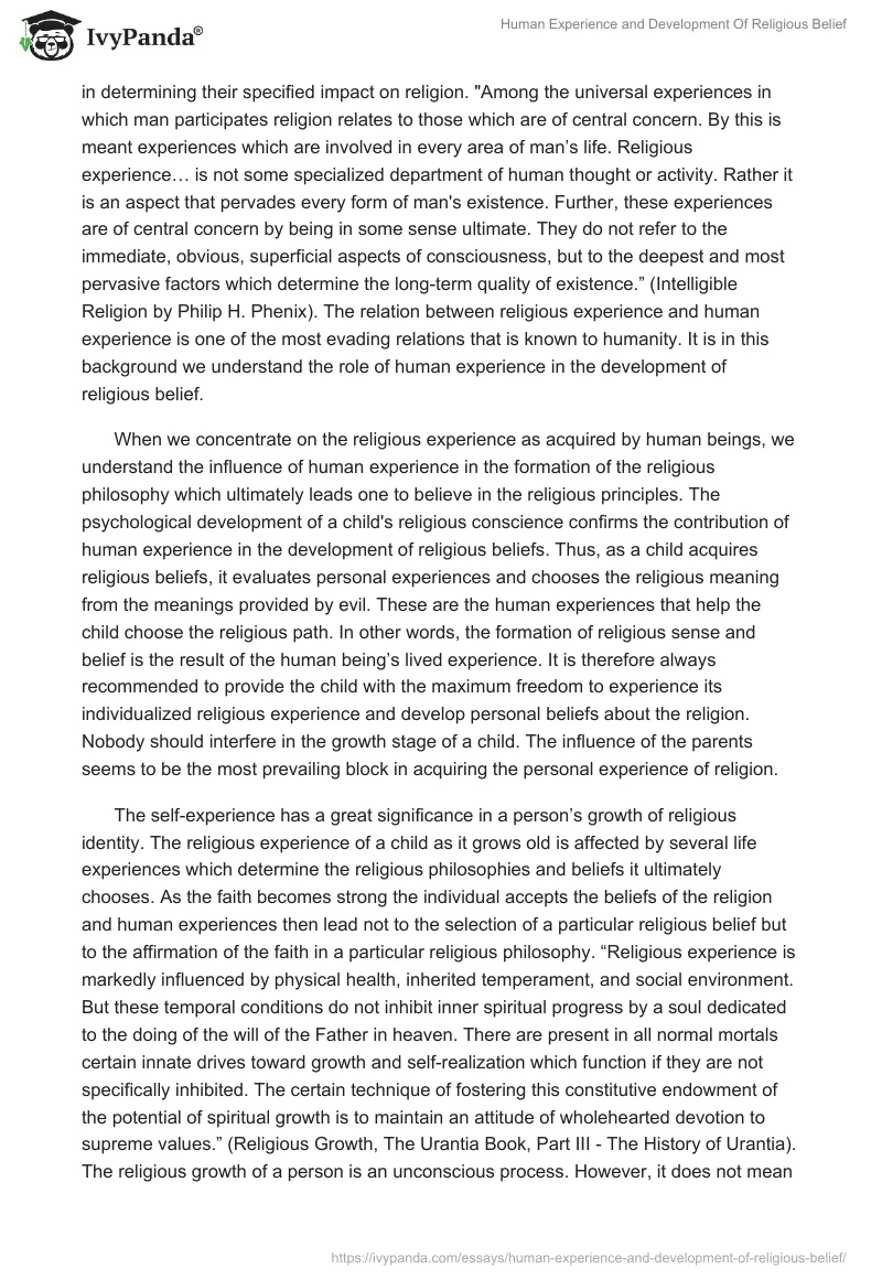 Human Experience and Development Of Religious Belief. Page 3