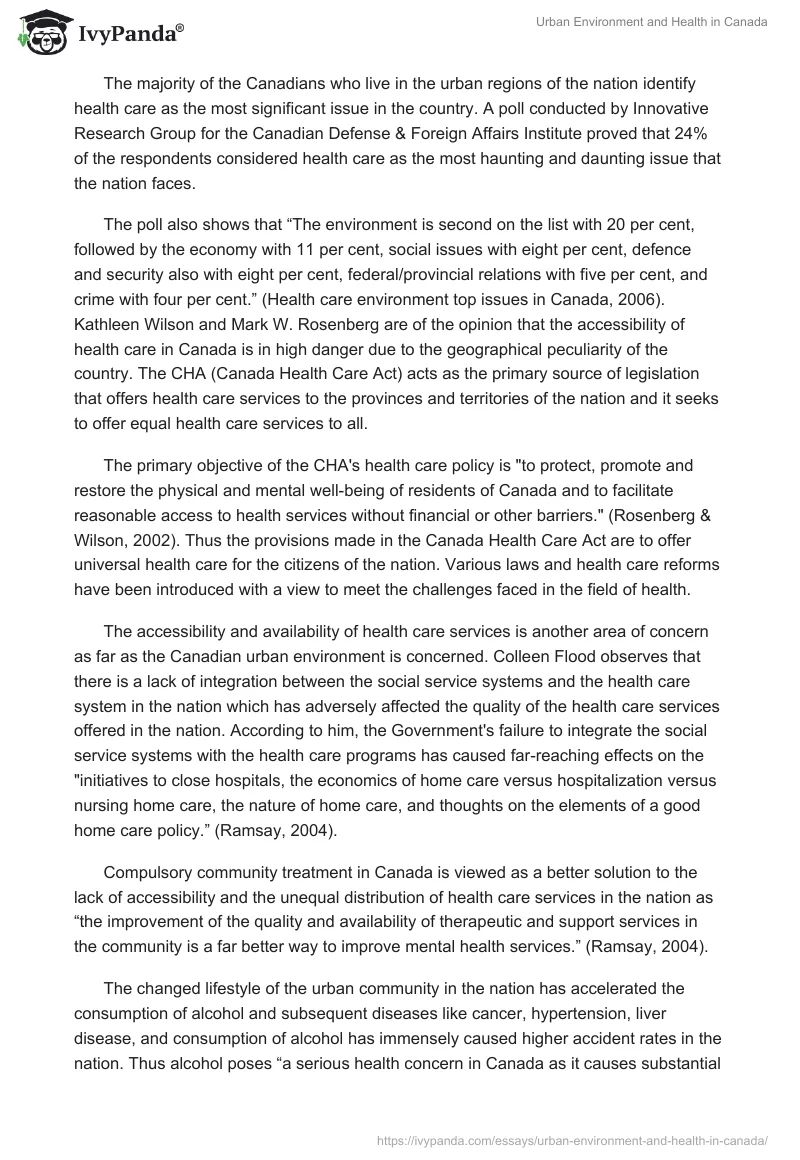 Urban Environment and Health in Canada. Page 4