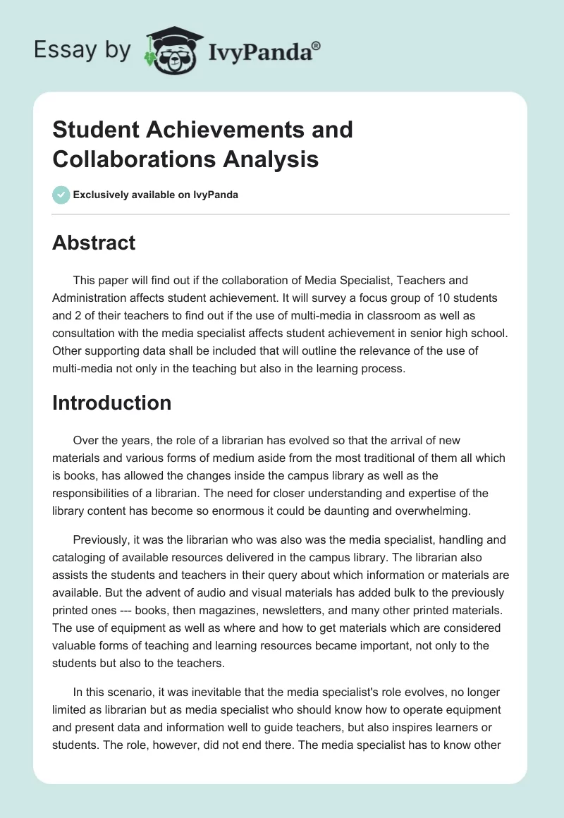 Student Achievements and Collaborations Analysis. Page 1