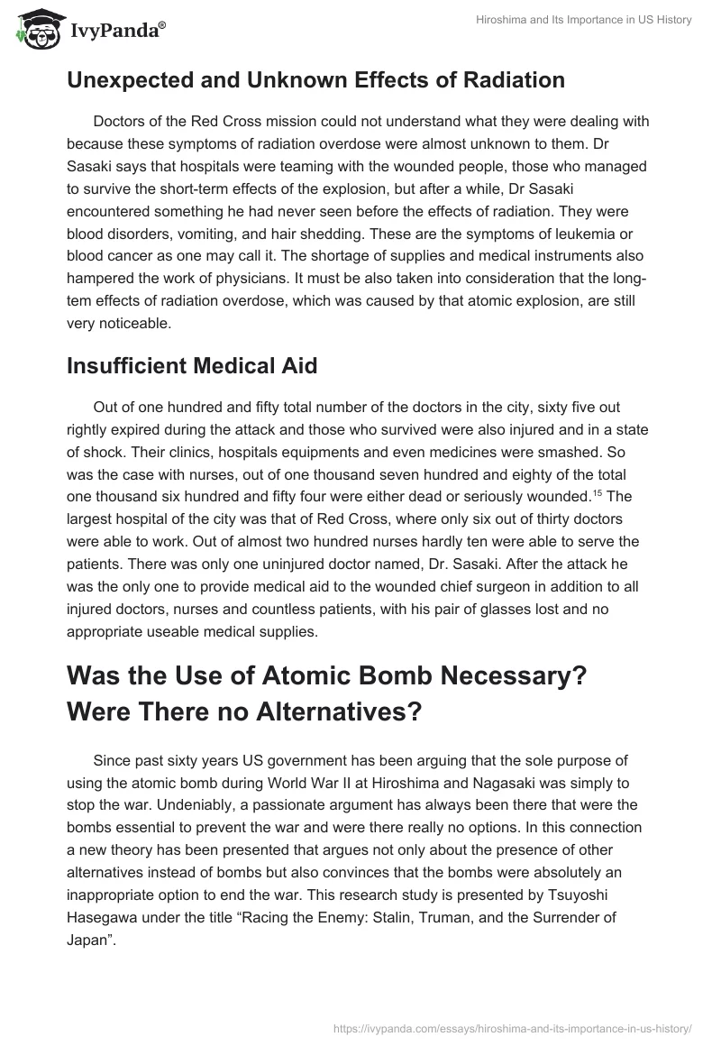 Hiroshima and Its Importance in US History. Page 5