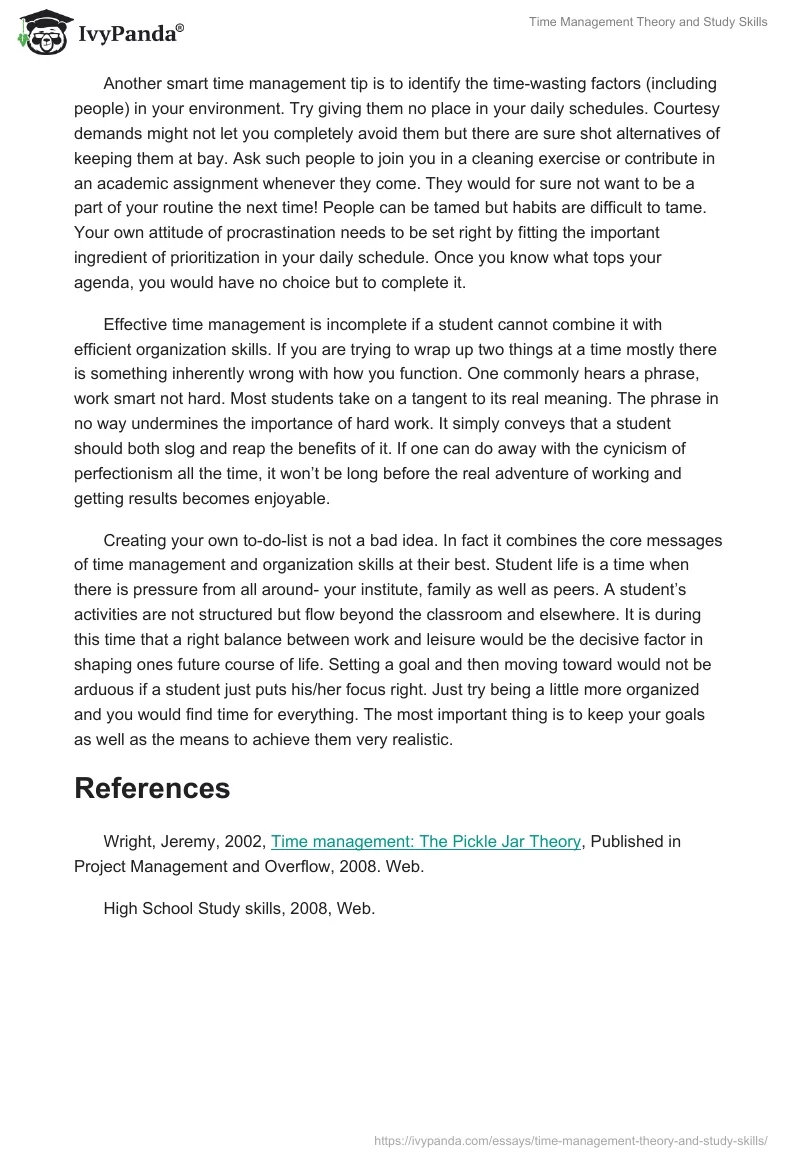 Time Management Theory and Study Skills. Page 2