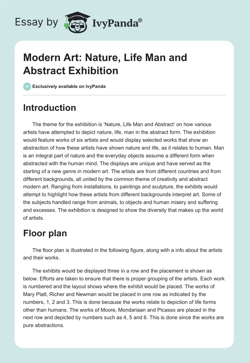 Modern Art: Nature, Life Man and Abstract Exhibition. Page 1