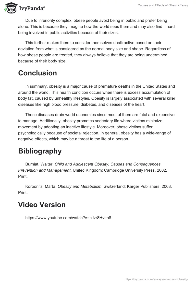 Causes and Effects of Obesity Essay. Page 3