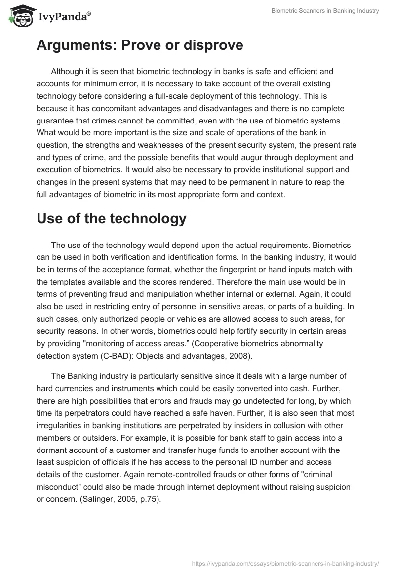 Biometric Scanners in Banking Industry. Page 5