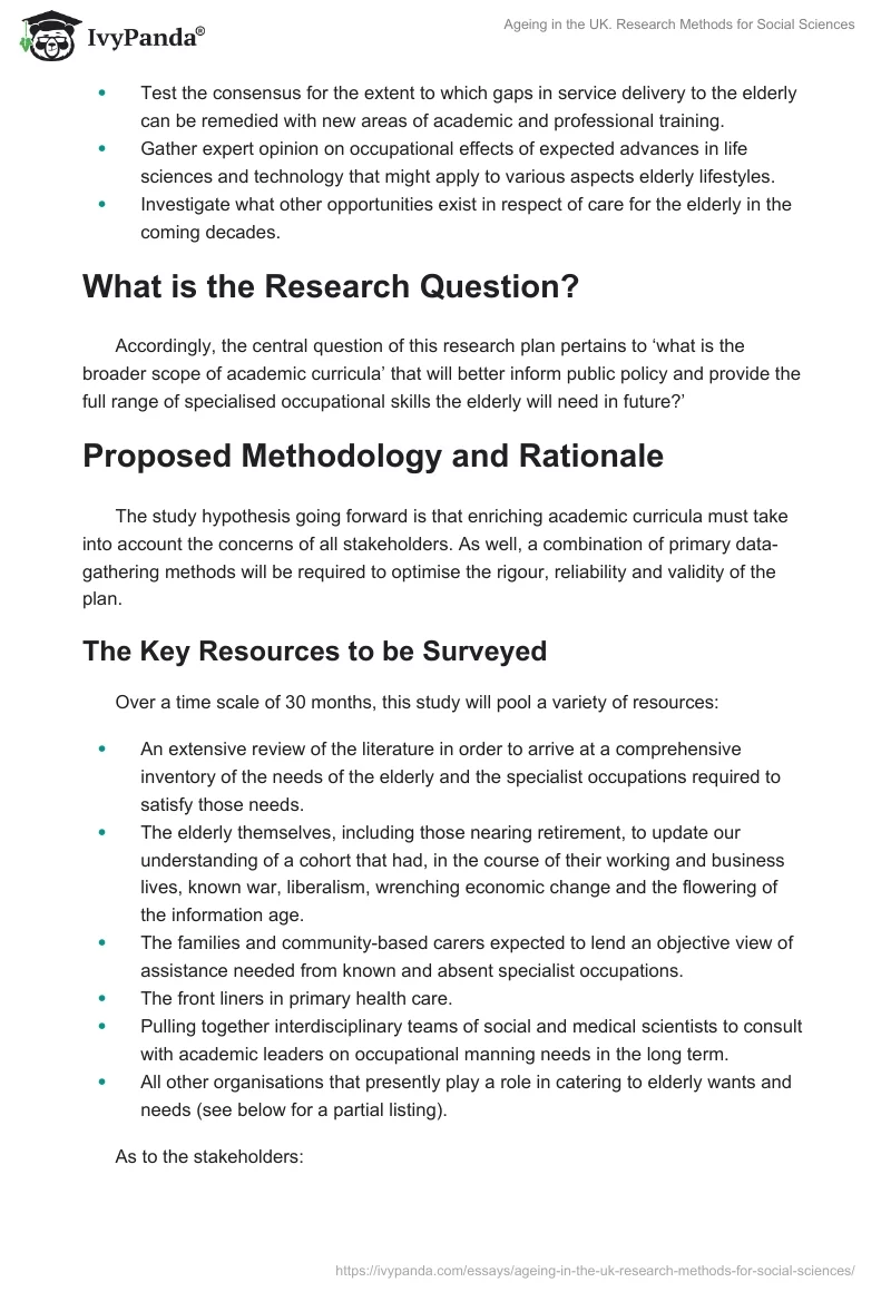 Ageing in the UK. Research Methods for Social Sciences. Page 4