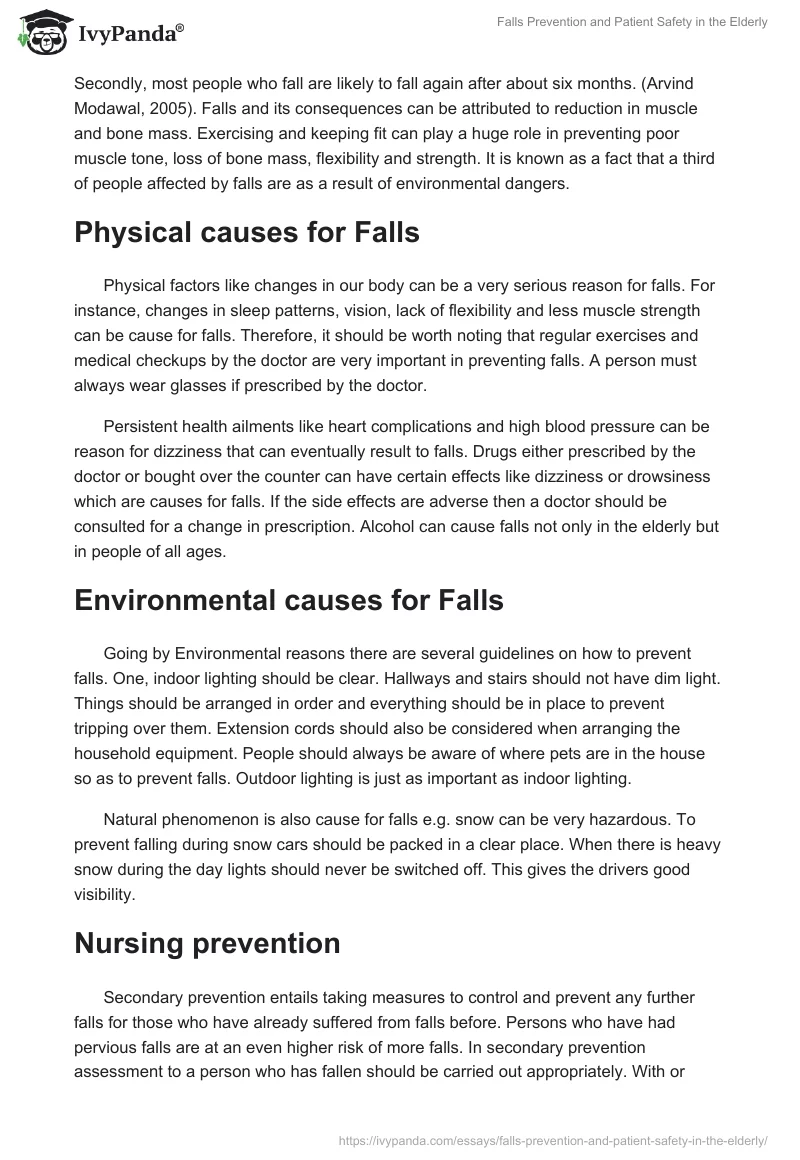 Falls Prevention and Patient Safety in the Elderly. Page 2