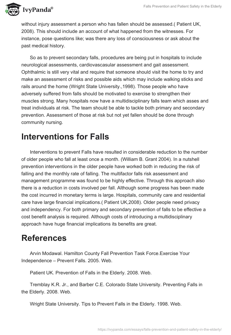 Falls Prevention and Patient Safety in the Elderly. Page 3