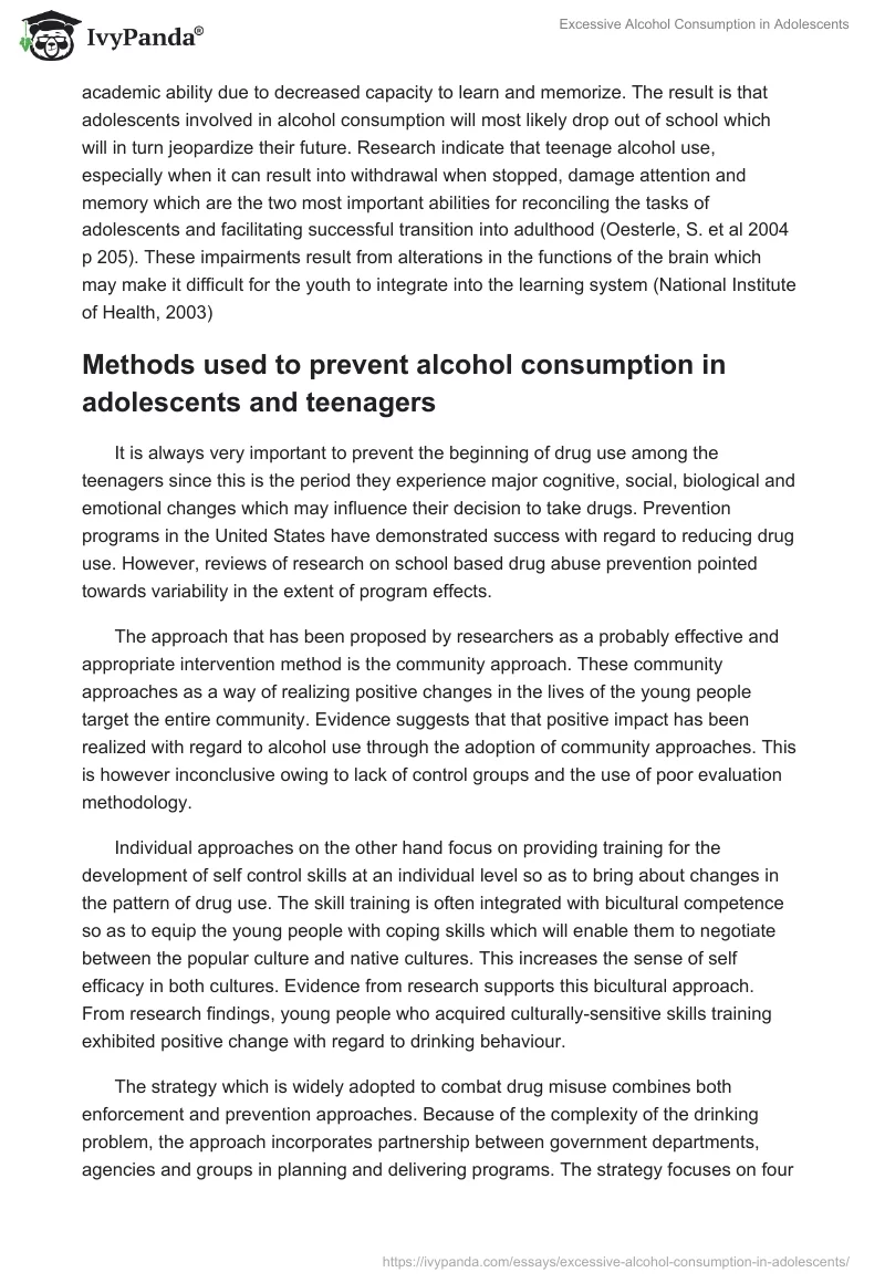 Excessive Alcohol Consumption in Adolescents. Page 4