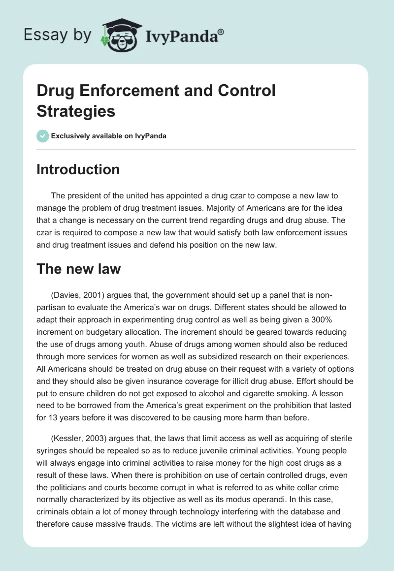 Drug Enforcement and Control Strategies. Page 1