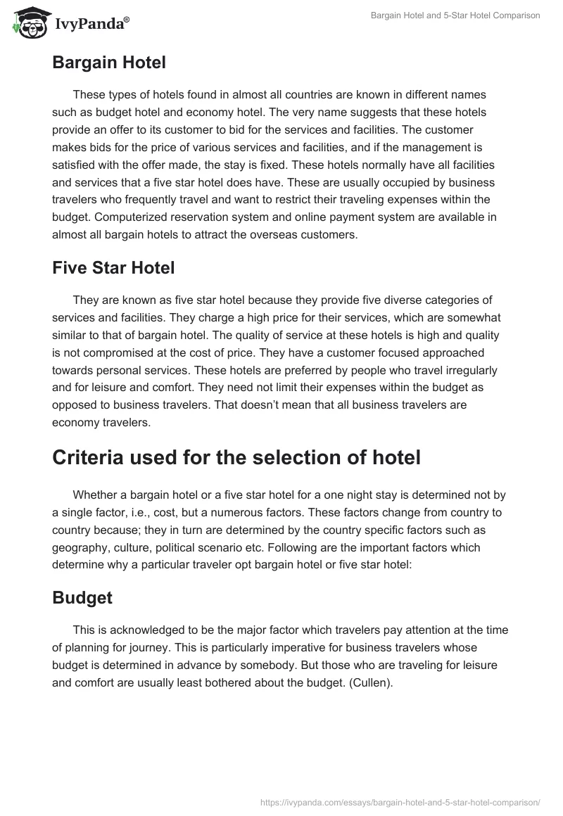 Bargain Hotel and 5-Star Hotel Comparison. Page 4