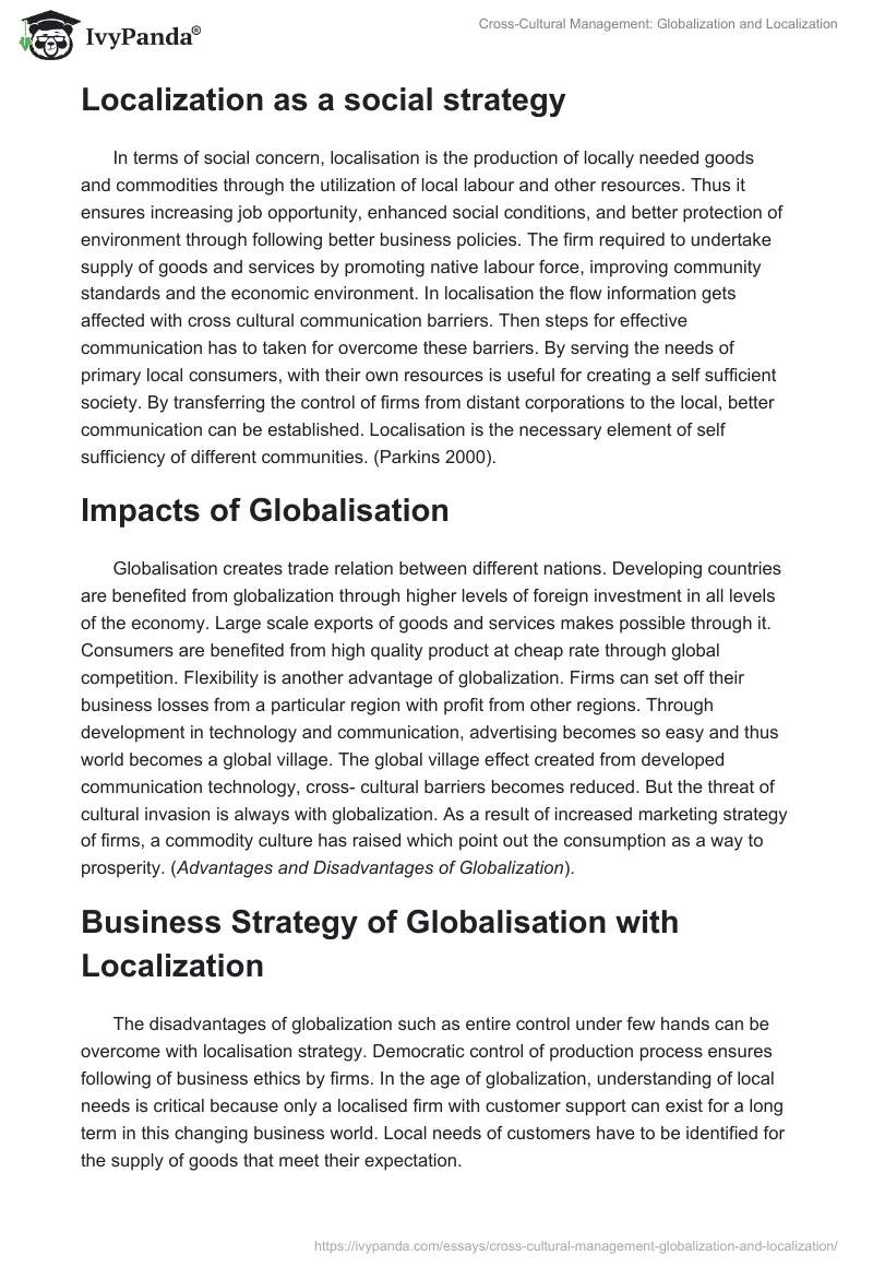 Cross-Cultural Management: Globalization and Localization. Page 2