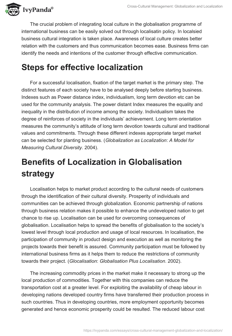 Cross-Cultural Management: Globalization and Localization. Page 3
