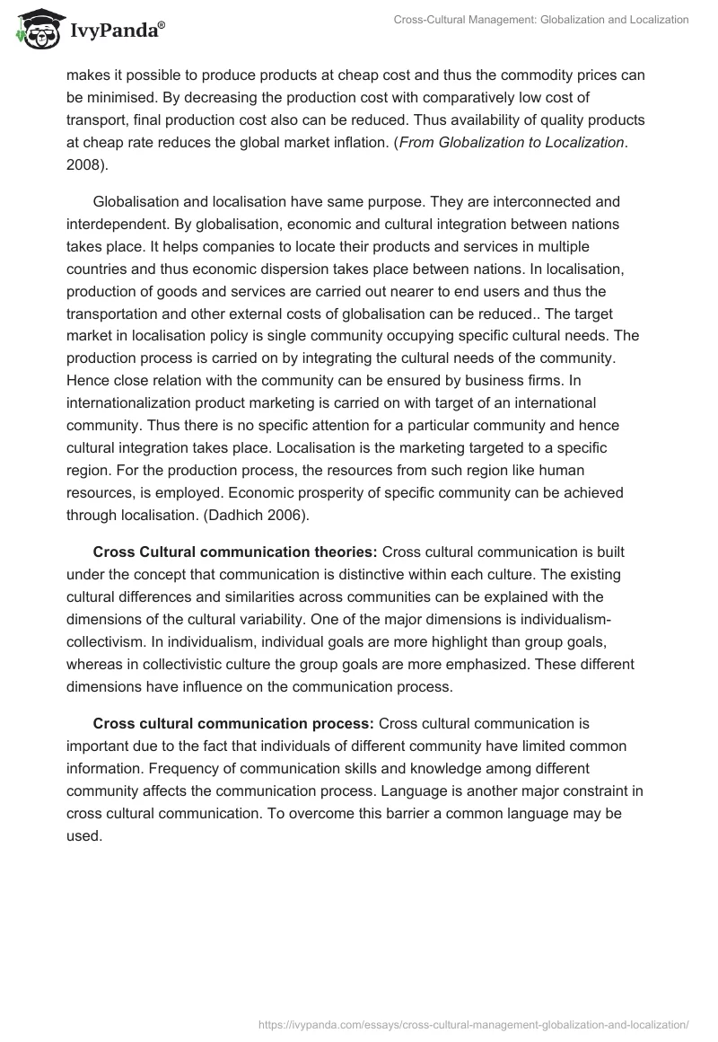 Cross-Cultural Management: Globalization and Localization. Page 4