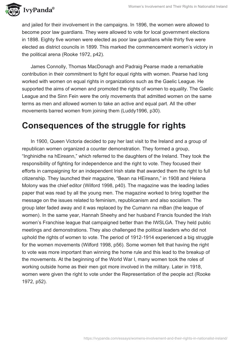 Women’s Involvement and Their Rights in Nationalist Ireland. Page 2