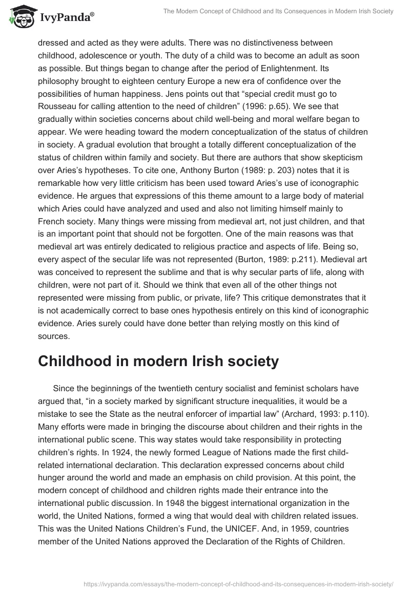 The Modern Concept of Childhood and Its Consequences in Modern Irish Society. Page 3