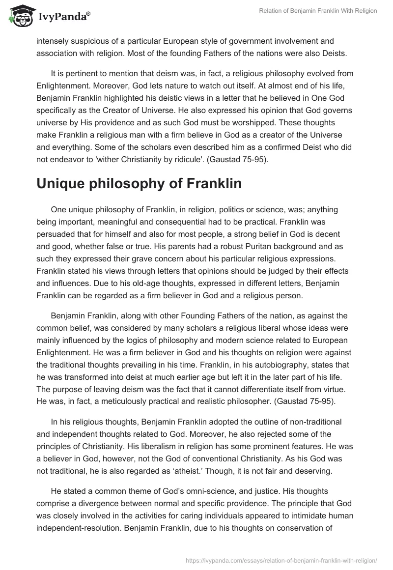 Relation of Benjamin Franklin With Religion. Page 2