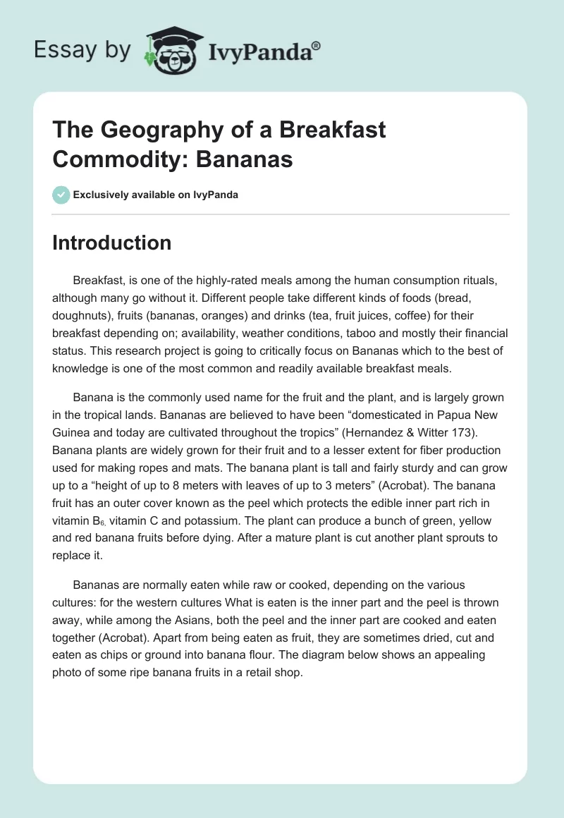 The Geography of a Breakfast Commodity: Bananas. Page 1