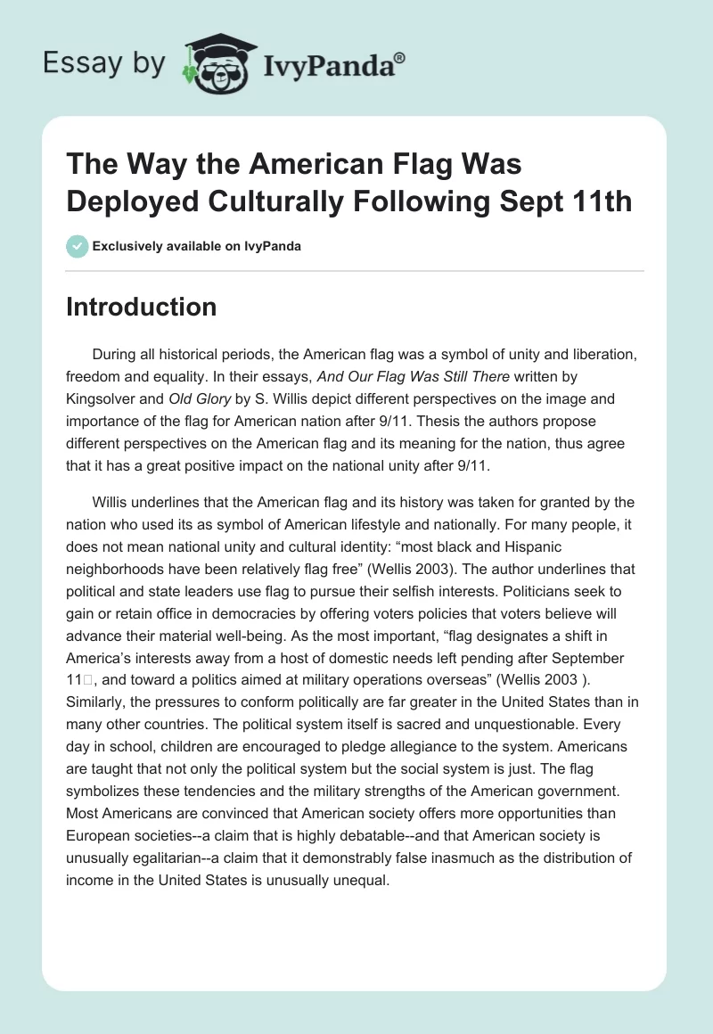 The Way the American Flag Was Deployed Culturally Following Sept 11th. Page 1